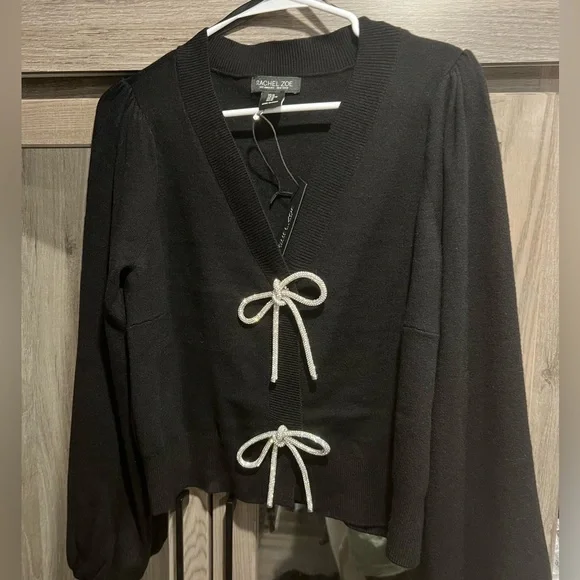 Rachel Zoe Sparkly Bow Cardigan - Picture 3 of 9
